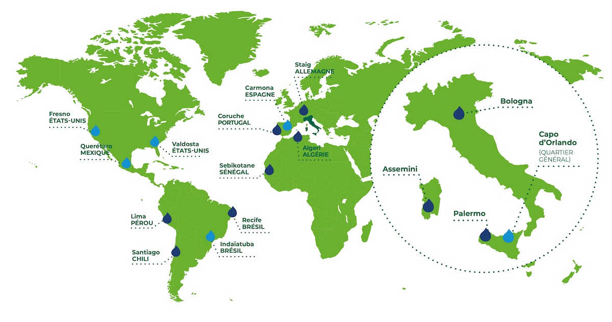 Irritec nel mondo, le diverse sedi commerciali e produttive dell'Azienda siciliana presenti in 4 continenti